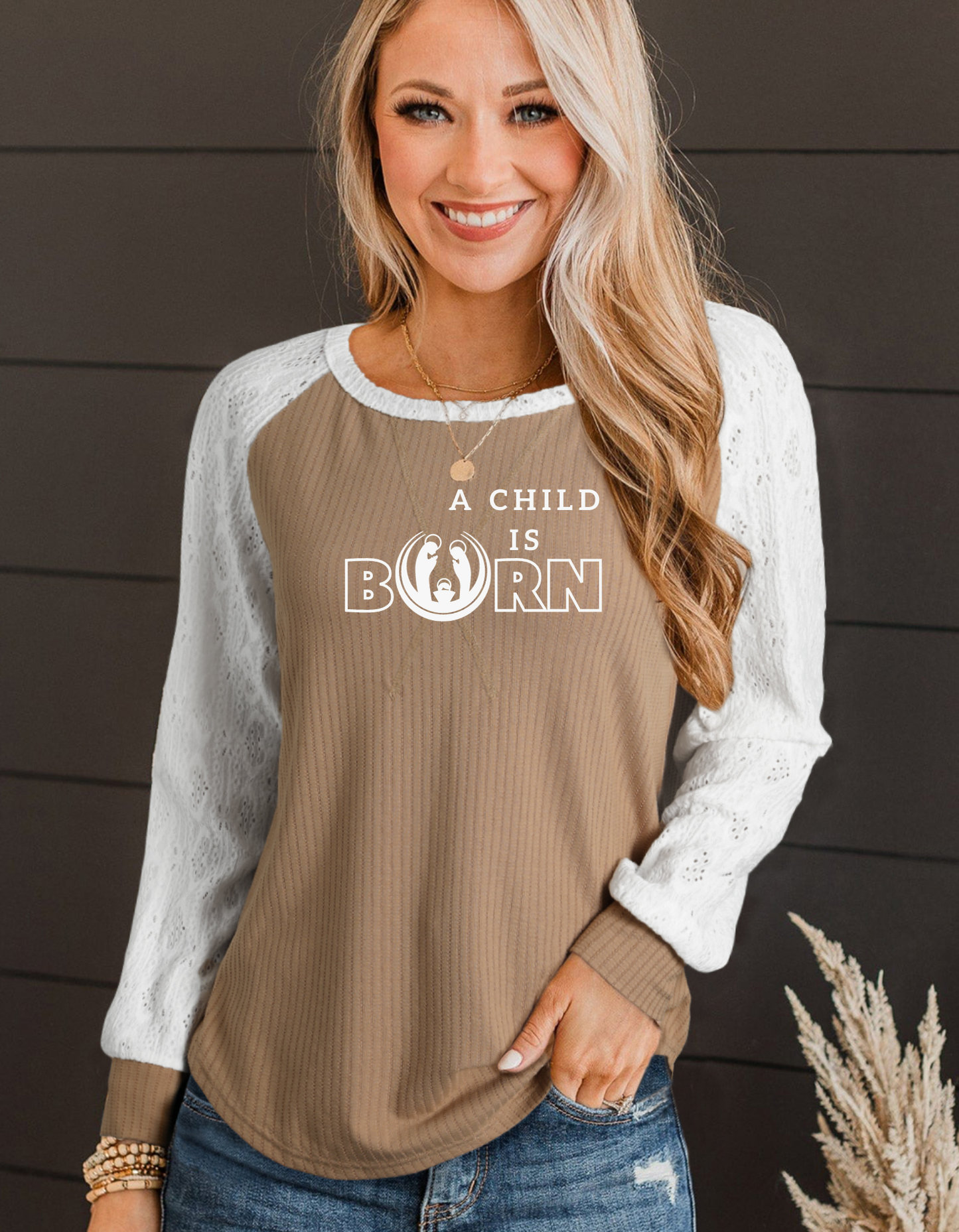 Lace Beige Long Sleeve A Child Is Born