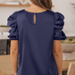 Navy Blue Ruched Satin Blouse