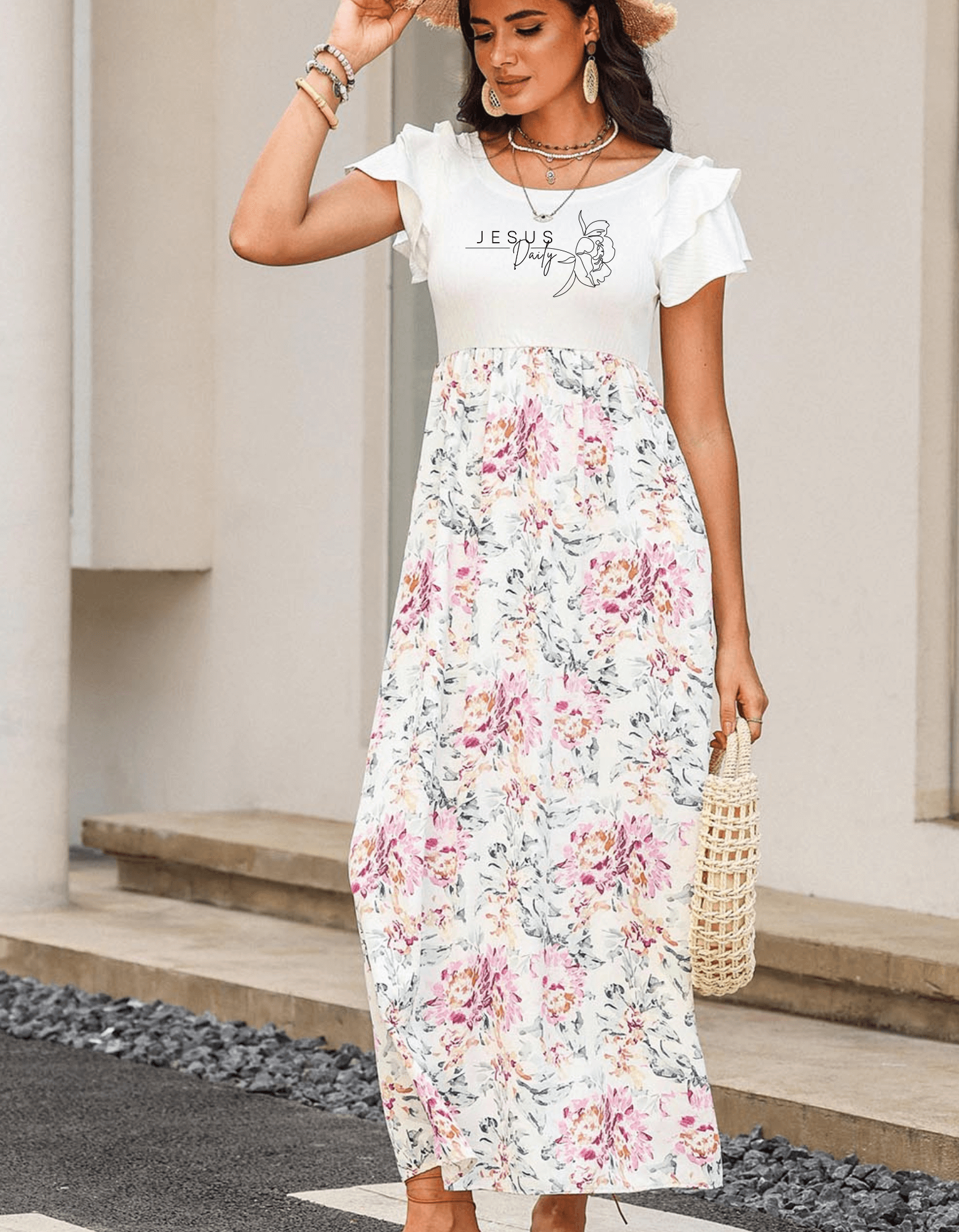 Lifestyle of Beauty- Floral Dress with Pocket 95%Polyester+5%Elastane / Floral / Medium