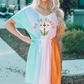Multicolor Easter Sunday Dress with Tie Waist
